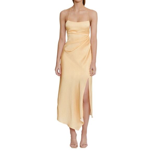 Significant Other One Other Draped Halter Yellow Midi Dress NWT Size 8 - Picture 1 of 12